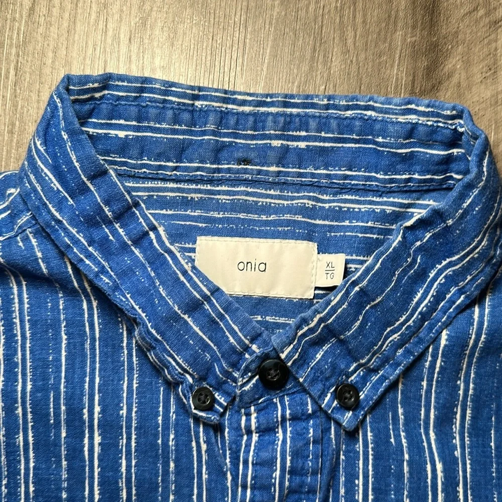Onia Linen Blend Short Sleeve Button Down - XL